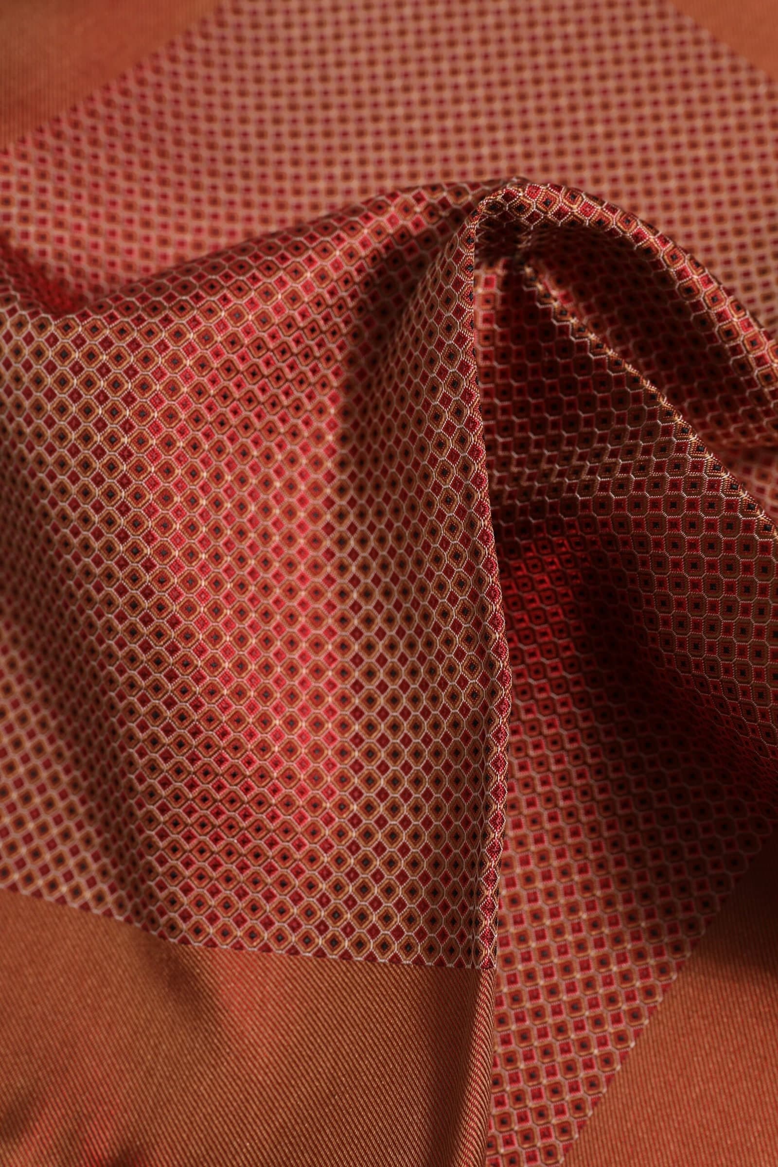 Orange Silk Square Men Foulard Scarf - 4