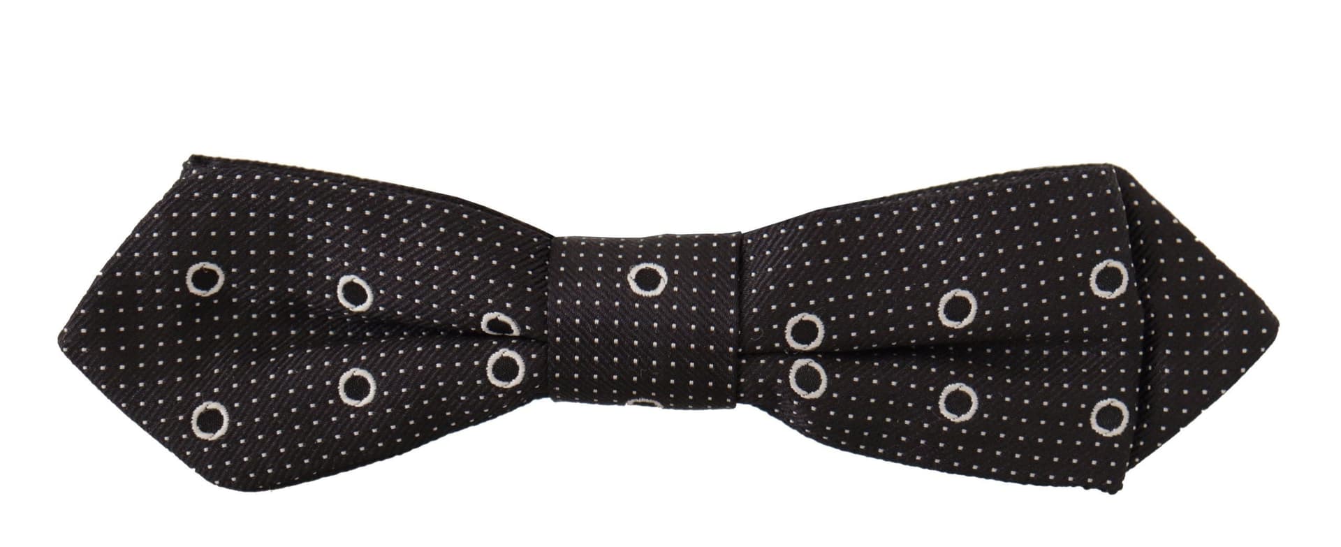 Black White Polka Dot 100% Silk Neck Papillon Tie - 2