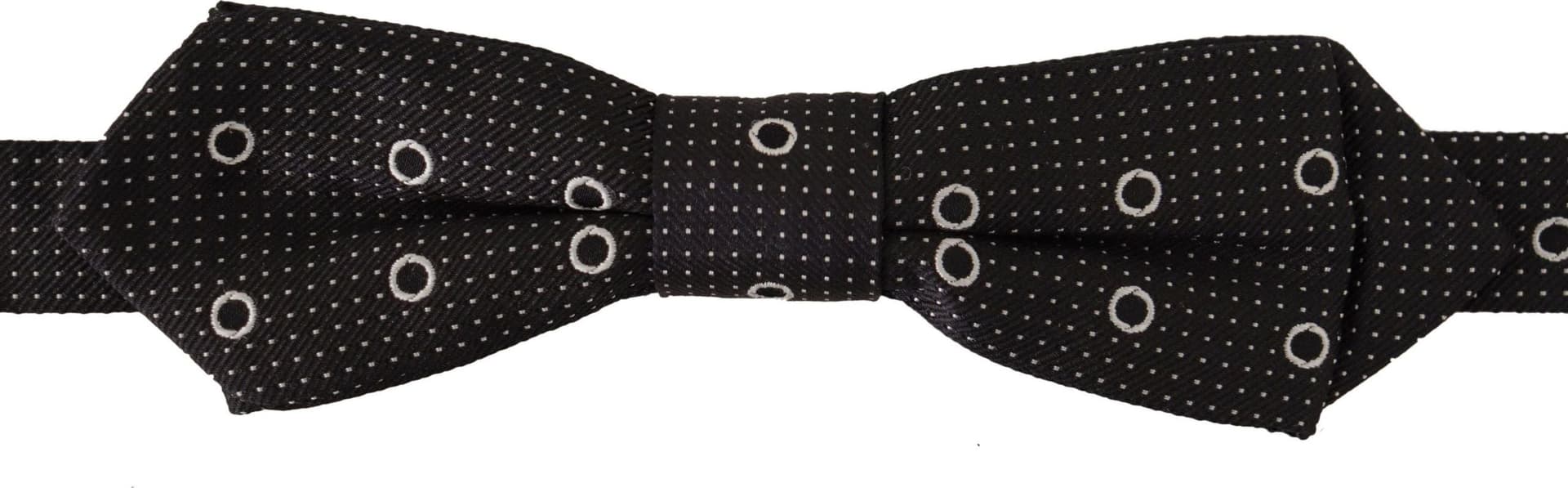 Black White Polka Dot 100% Silk Neck Papillon Tie - 6