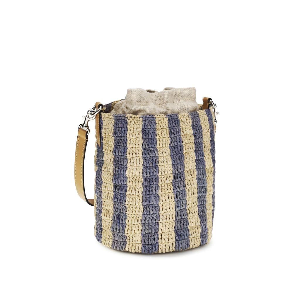 Blue Raffia Backet Bag - 3
