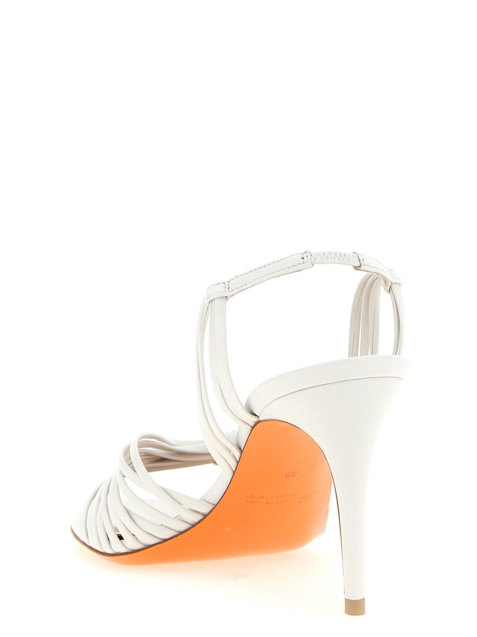 White Lamb Leather Stiletto Heel Sandals - 3