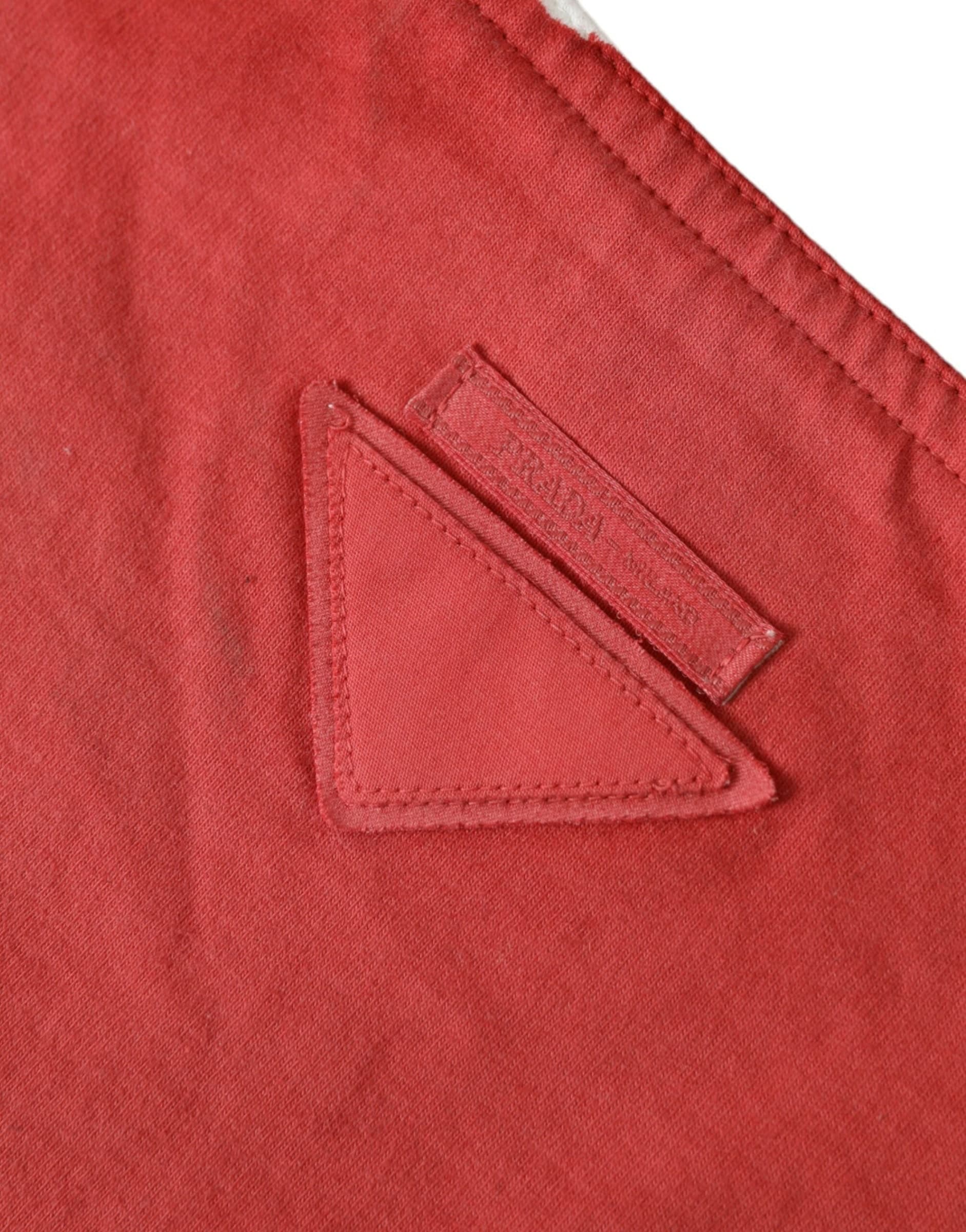 Red Jersey Fabric Logo Shoulder Shopping Tote Bag - 2