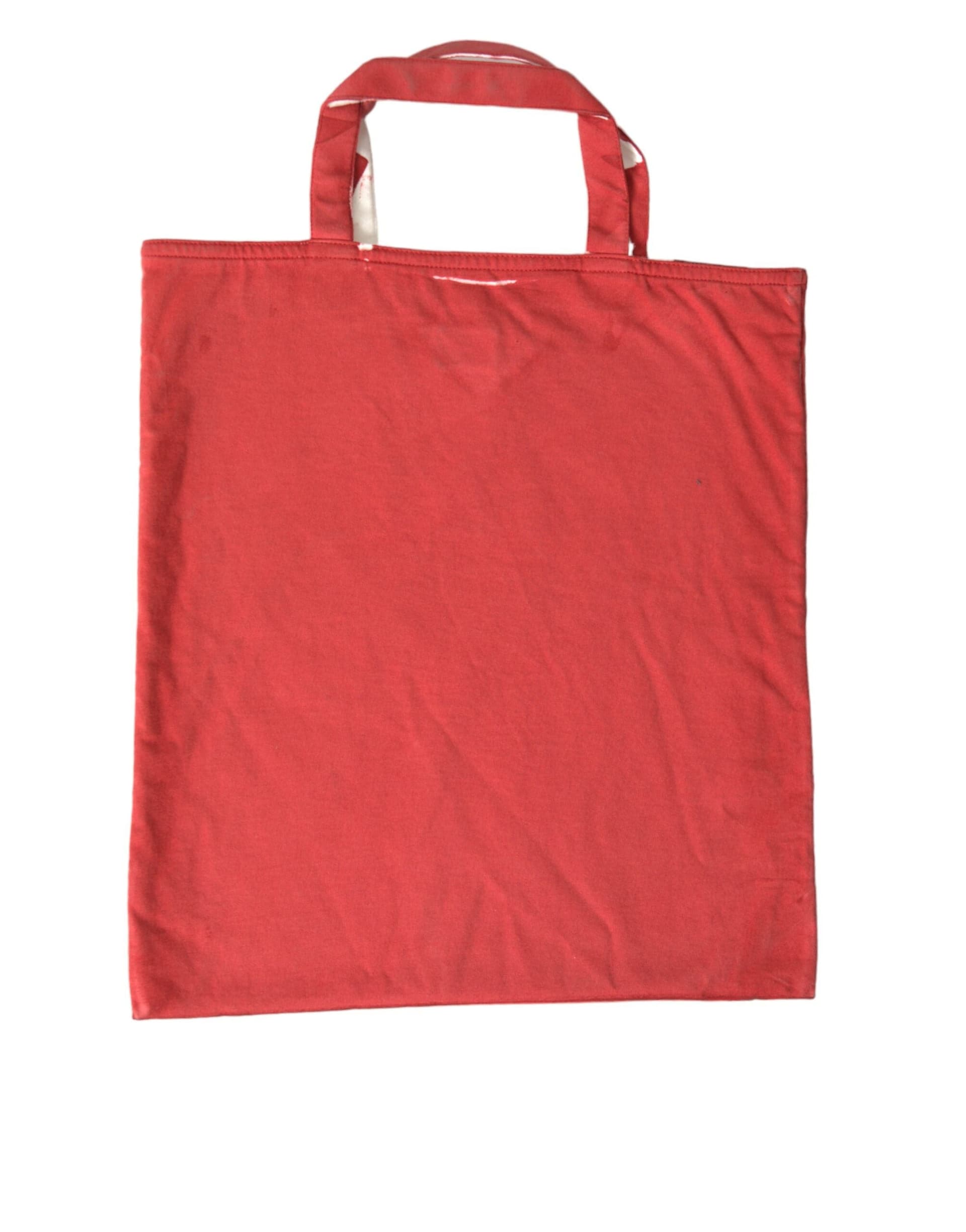 Red Jersey Fabric Logo Shoulder Shopping Tote Bag - 4