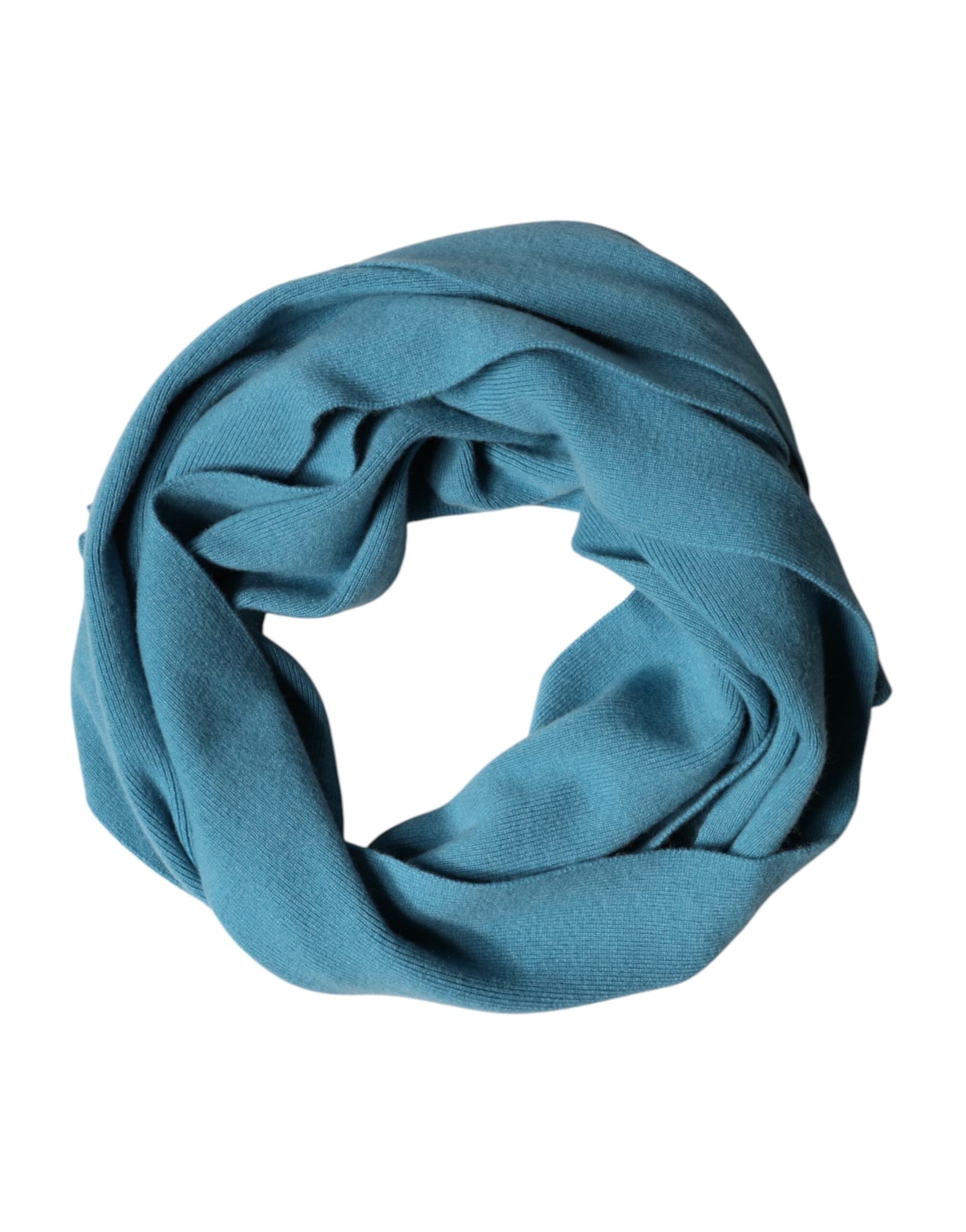 Blue Cashmere Knit Neck Wrap Shawl Scarf - 3
