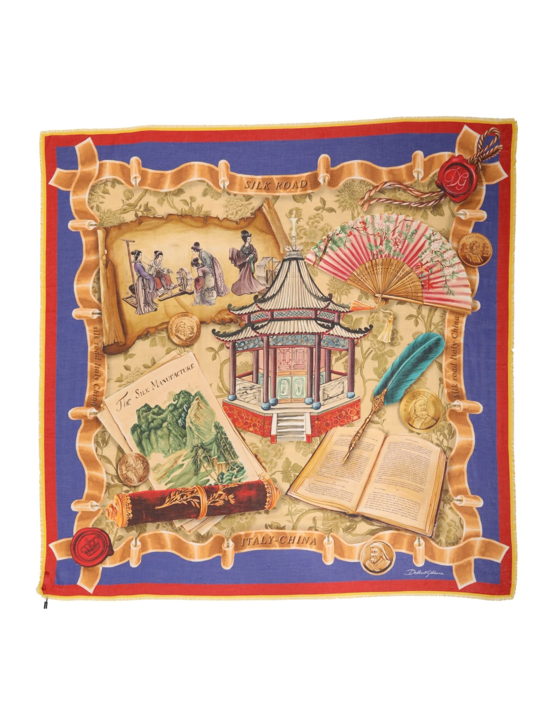 Multicolor Italy China Shawl Wrap 140cm x 130cm  Scarf - 2