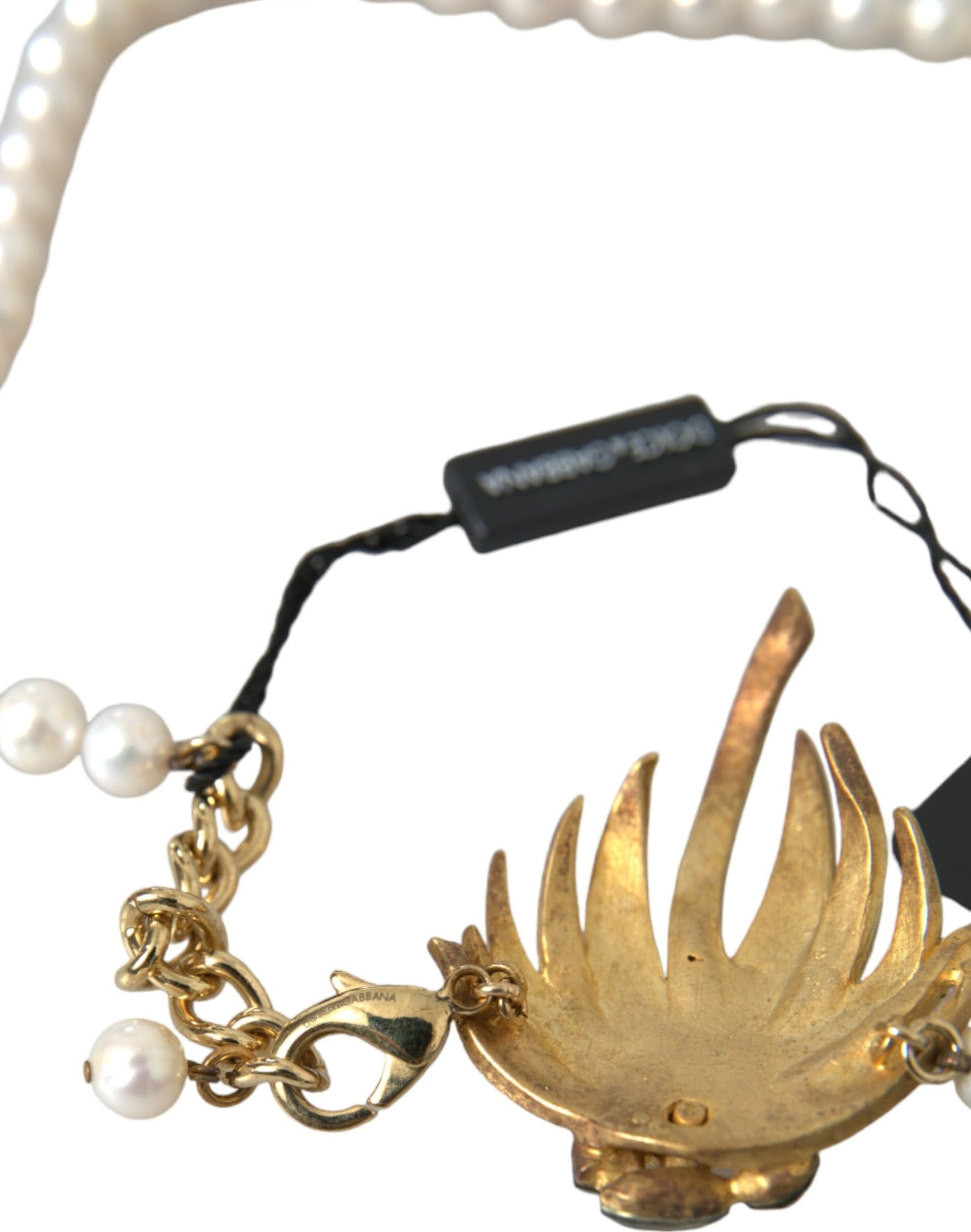 Gold Brass Crystal Pearl Tree Pendant Charm Necklace - 3