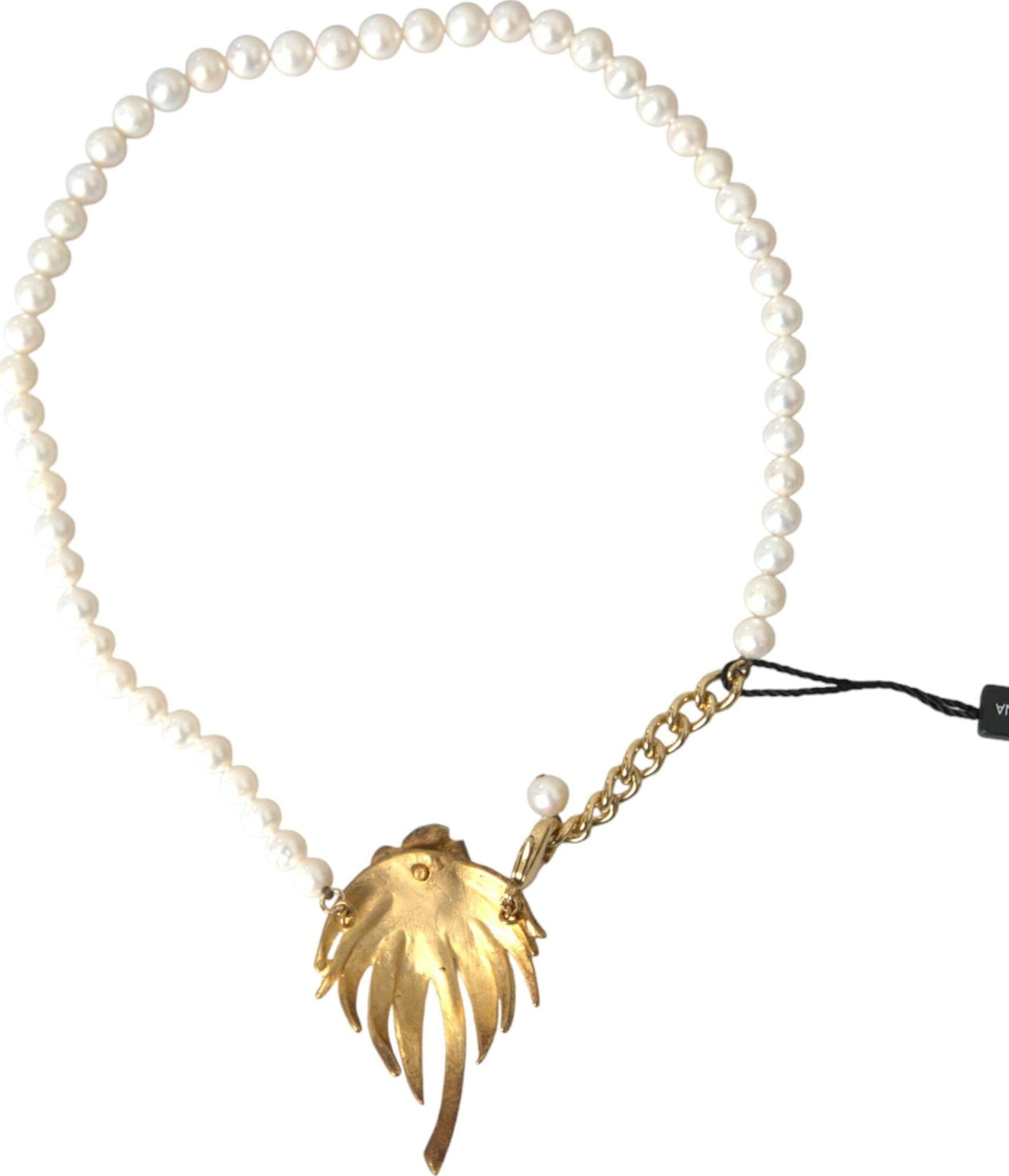 Gold Brass Crystal Pearl Tree Pendant Charm Necklace - 4