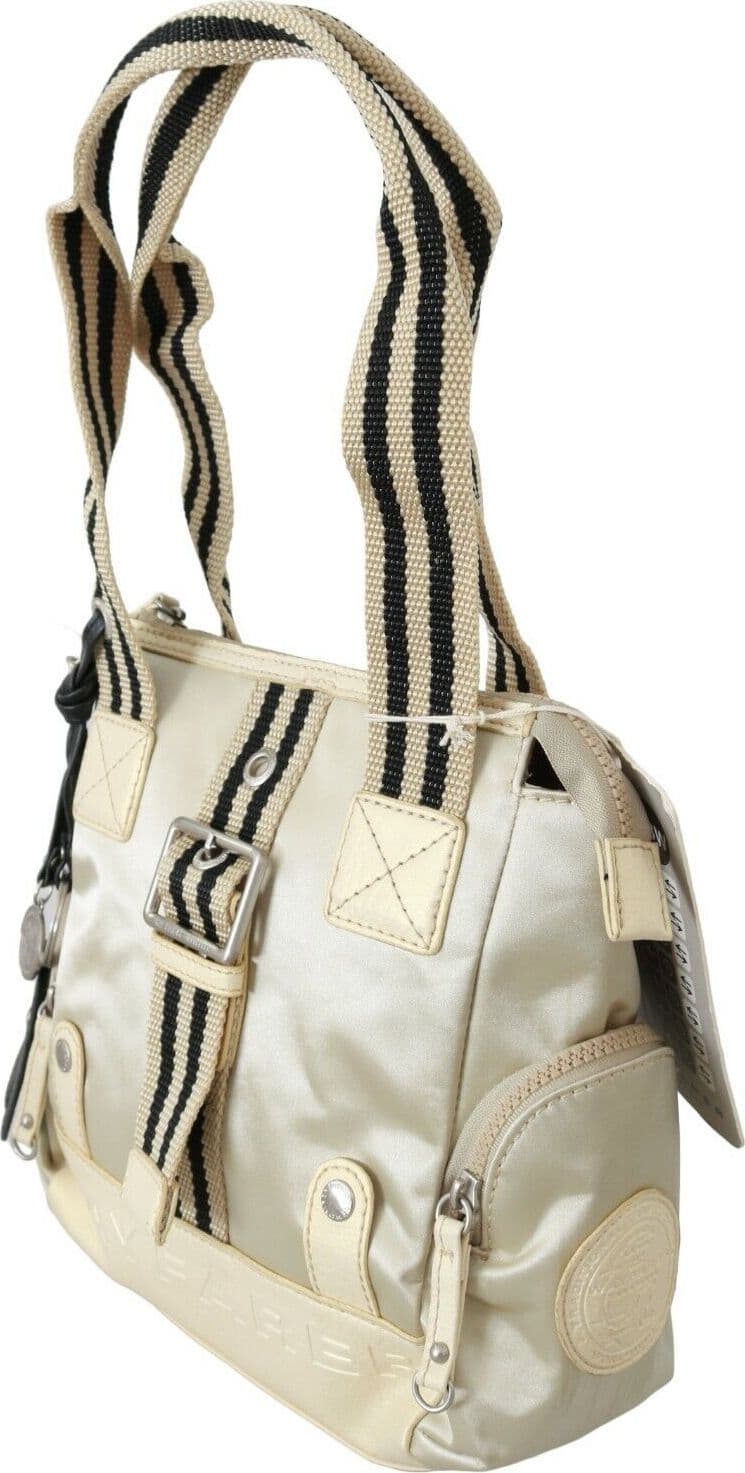 Beige Handbag Shoulder Tote Fabric Purse - 2