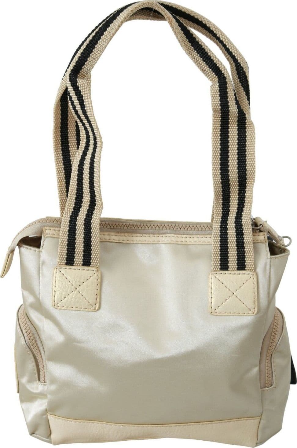 Beige Handbag Shoulder Tote Fabric Purse - 3