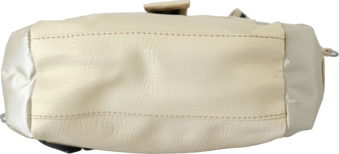 Beige Handbag Shoulder Tote Fabric Purse - 4