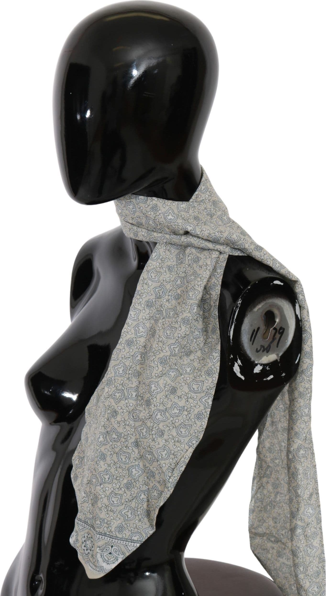 Cotton Beige Blue Fantasy Print Scarf - 4