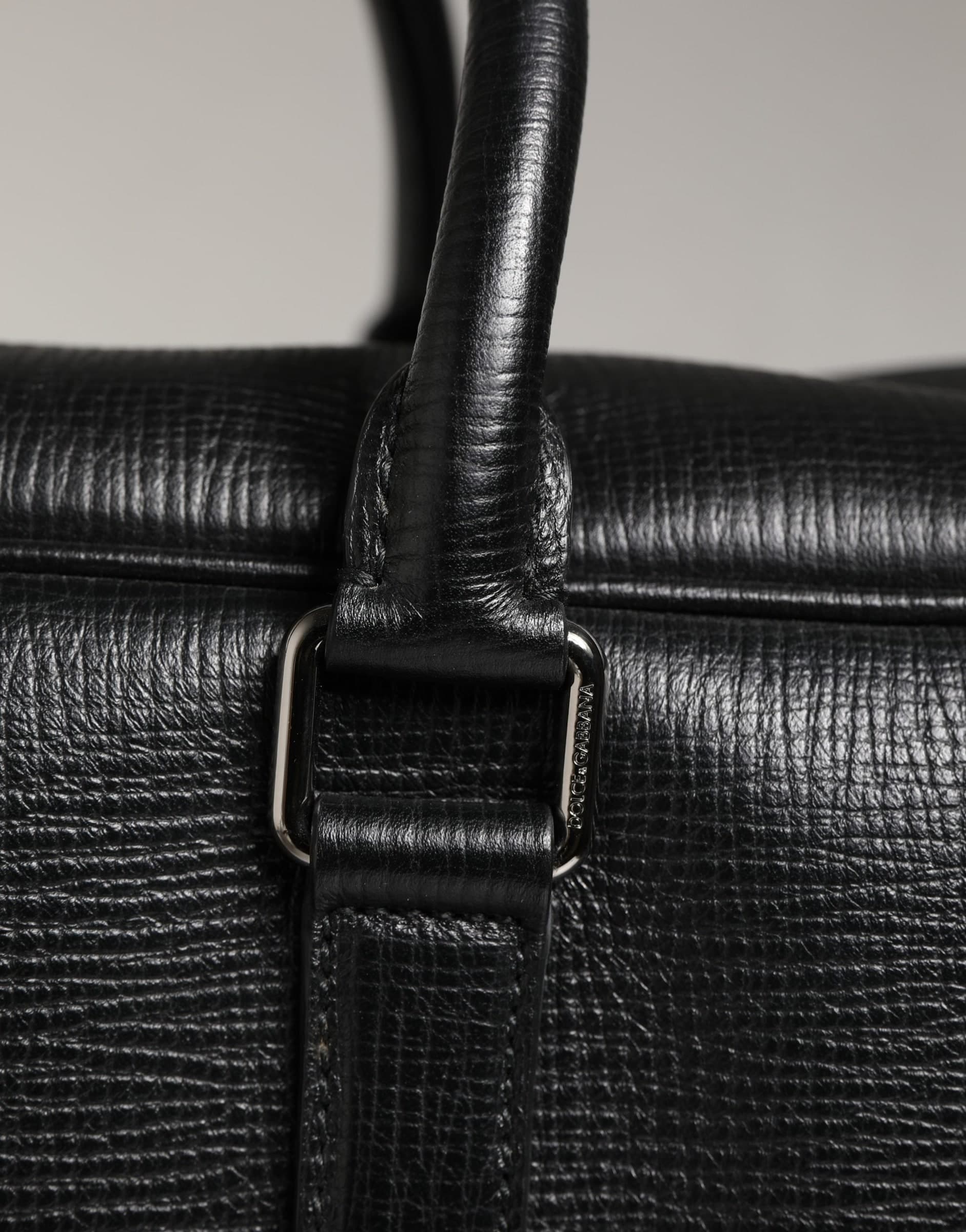 Black Car Man Applique Leather Weekender Borse Bag - 7