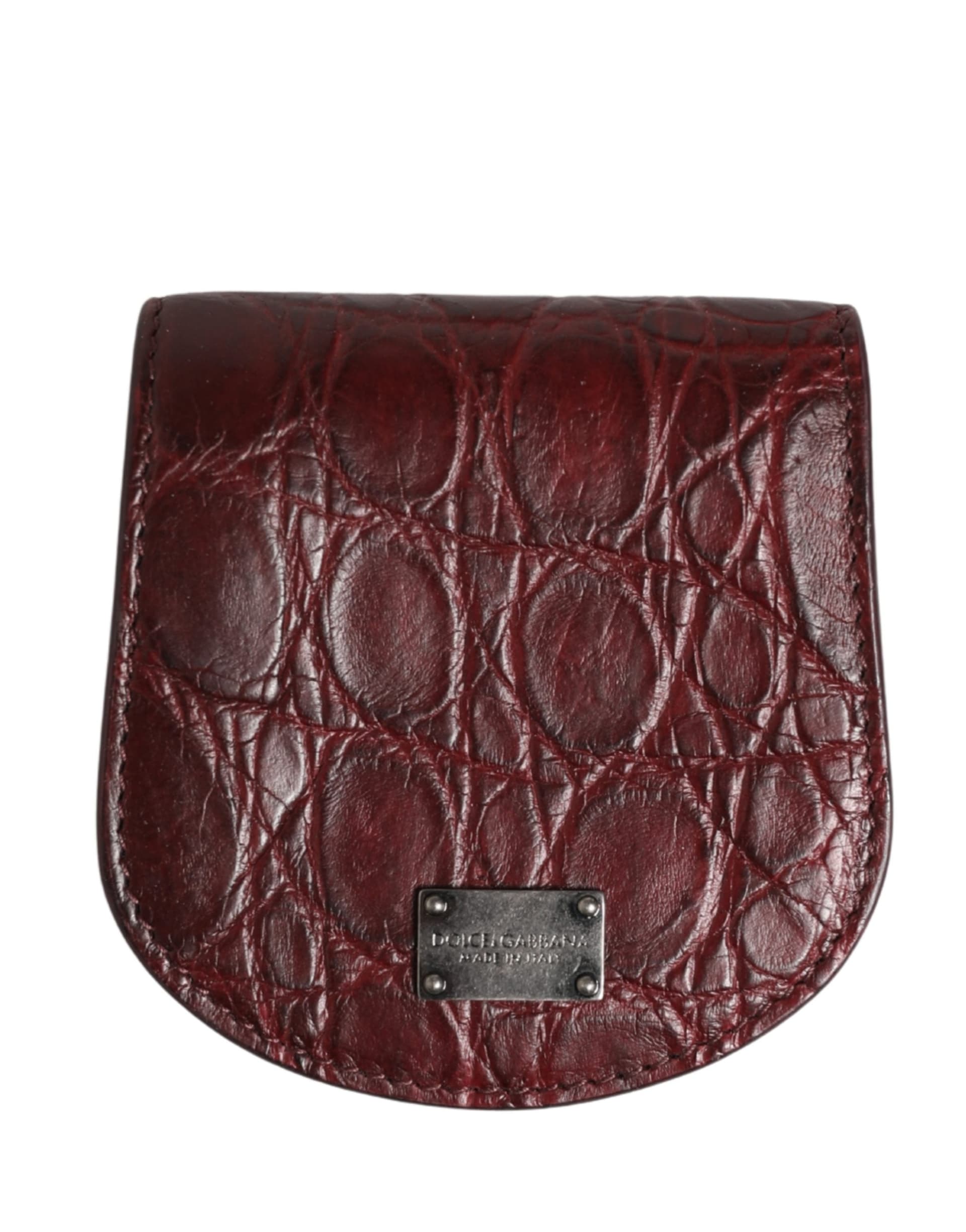 Burgundy Exotic Skin Condom Case Holder Pocket Wallet - 2