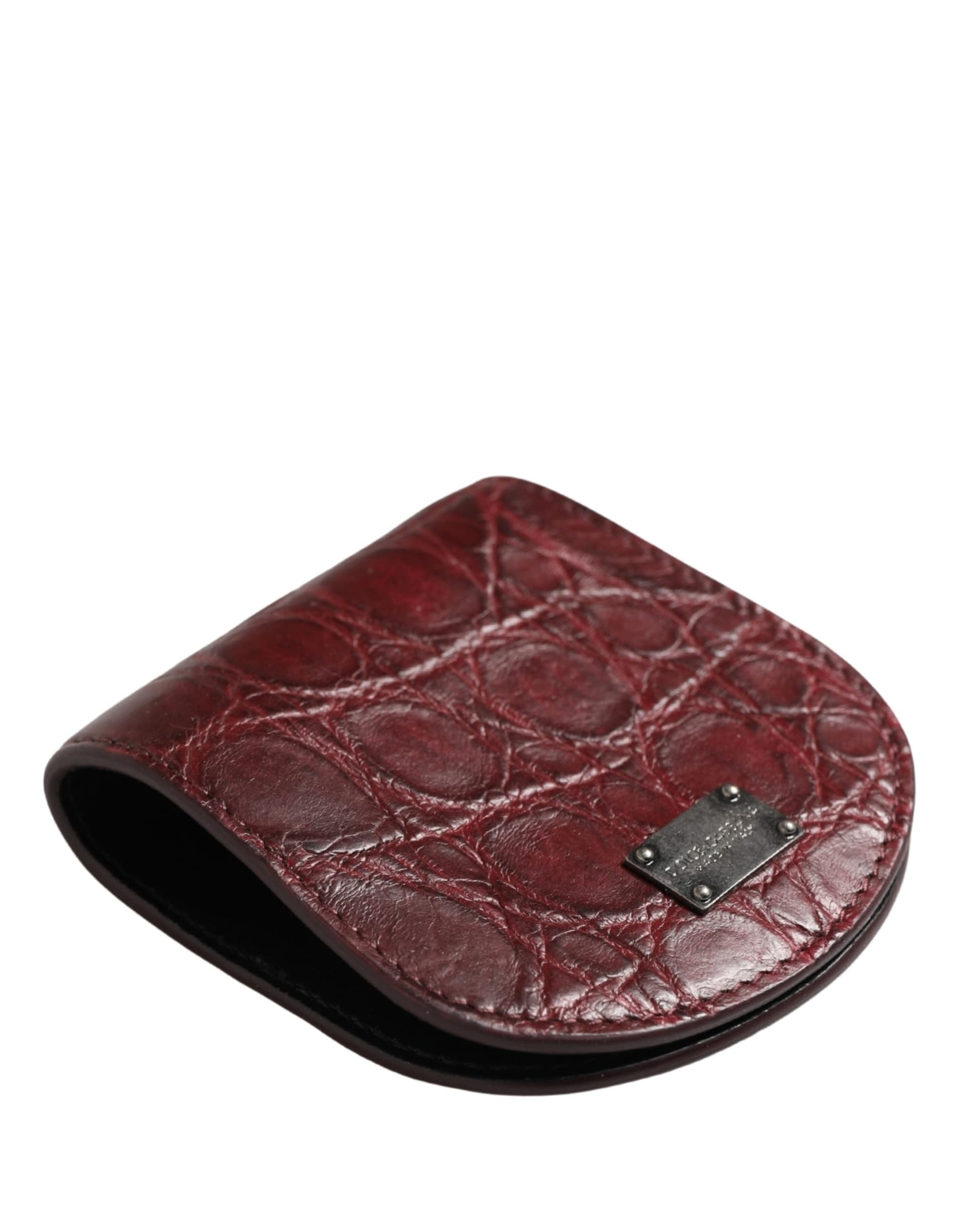 Burgundy Exotic Skin Condom Case Holder Pocket Wallet - 4
