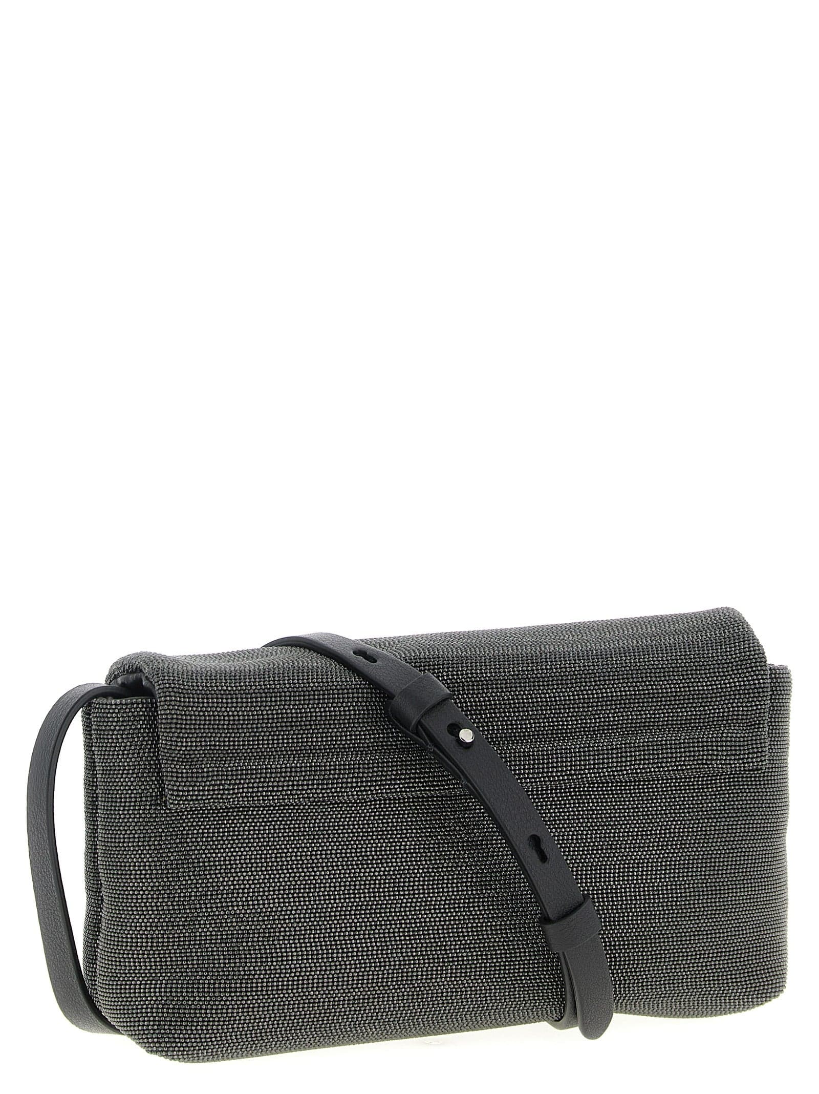 Black Leather Clutch Bag - 2