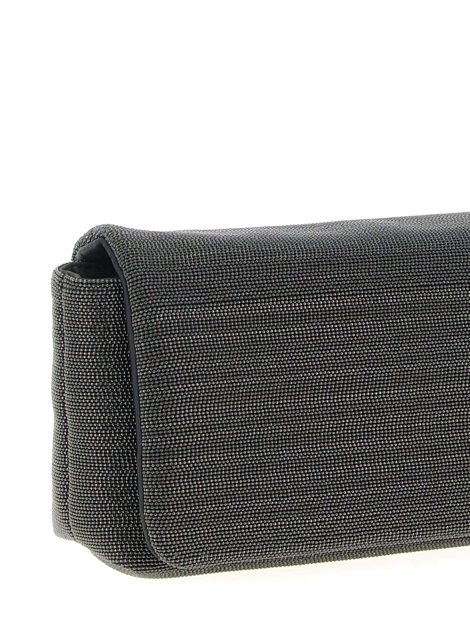 Black Leather Clutch Bag - 3