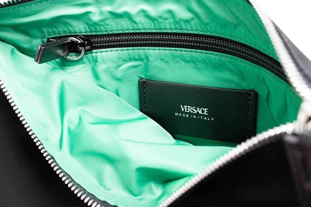 Versace Large Black Nylon Fabric Medusa Convertible Pouch Clutch Wristlet Bag - 3
