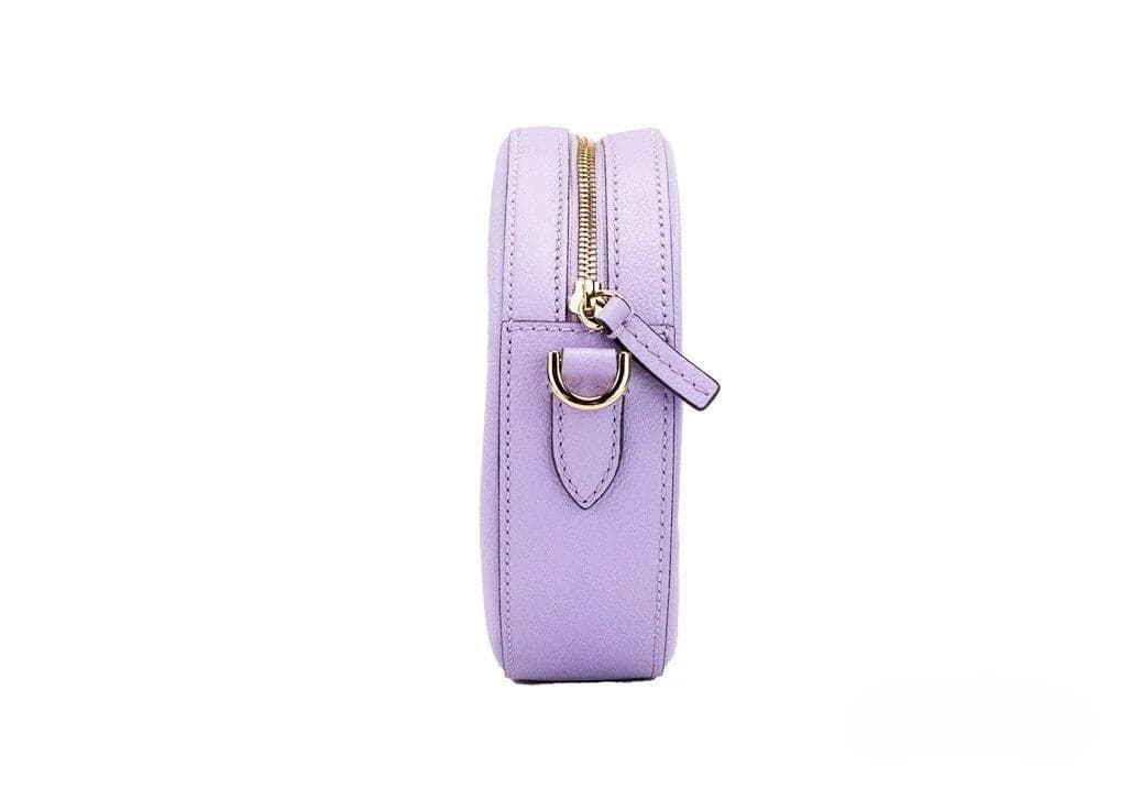 Versace Round Disco Lilac Pebbled Leather Camera Case Crossbody Bag Purse - 3