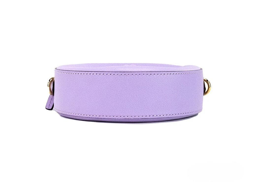 Versace Round Disco Lilac Pebbled Leather Camera Case Crossbody Bag Purse - 4