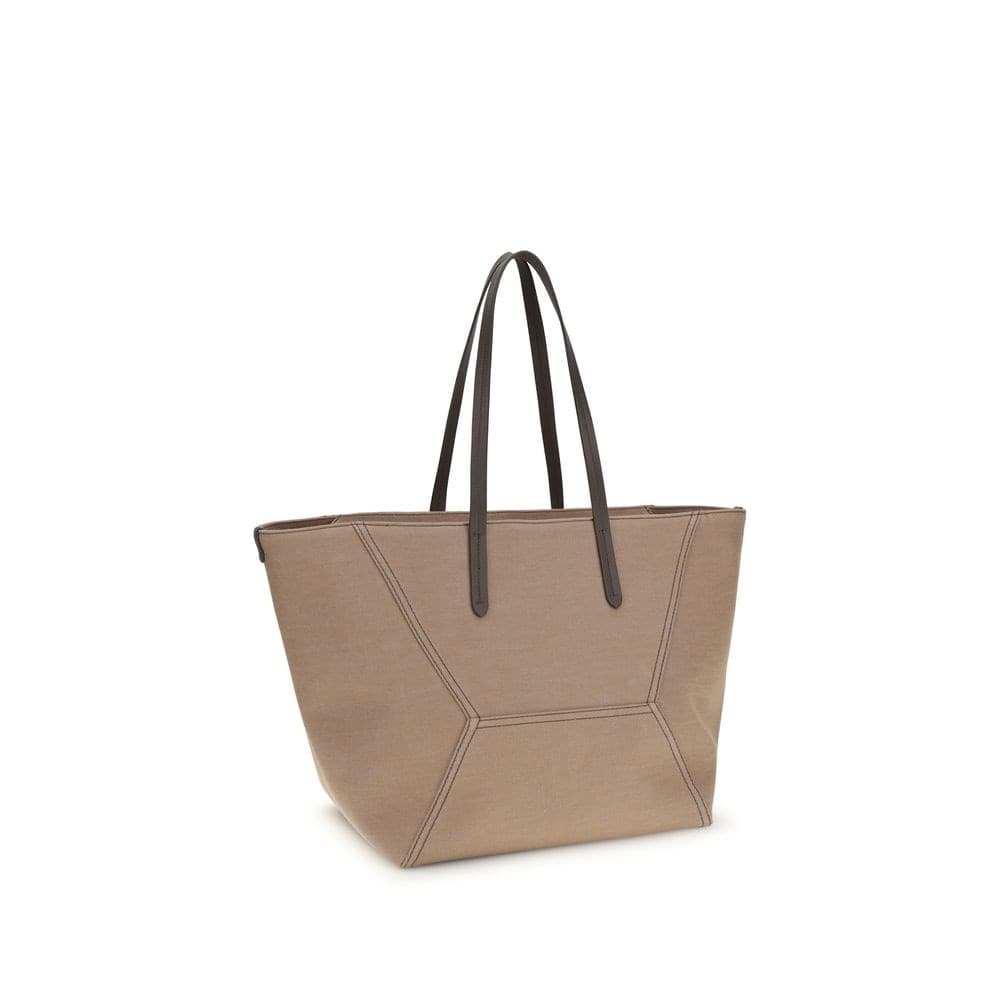 Beige Cotton Shoulder Bag - 2