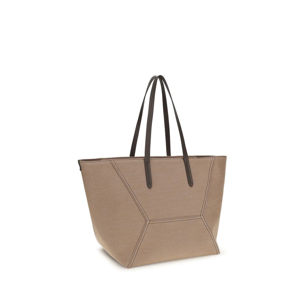 Beige Cotton Shoulder Bag - 3