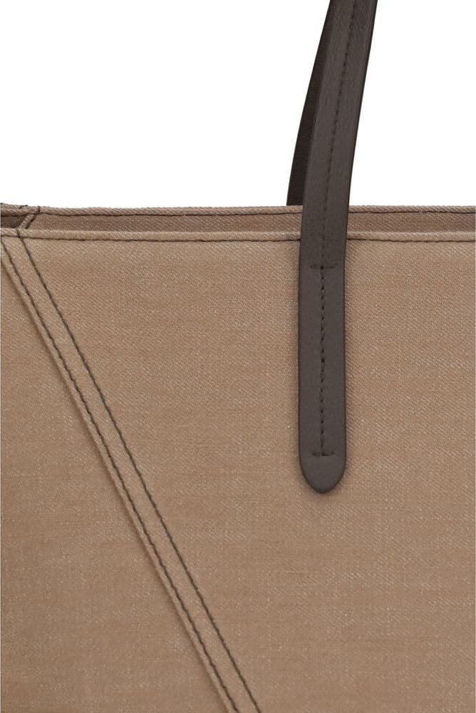 Beige Cotton Shoulder Bag - 4