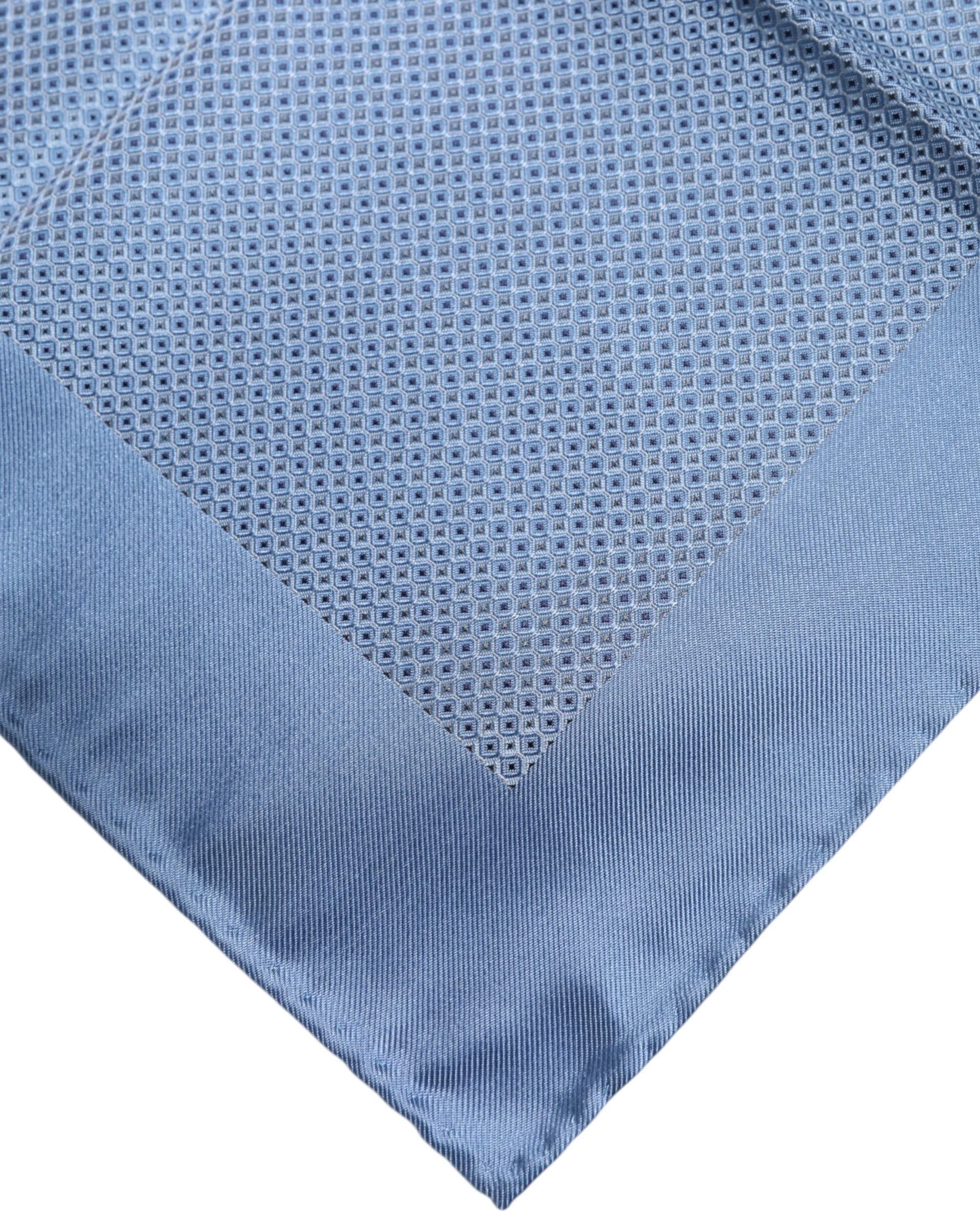 Light Blue Silk Square Men Foulard Scarf - 4
