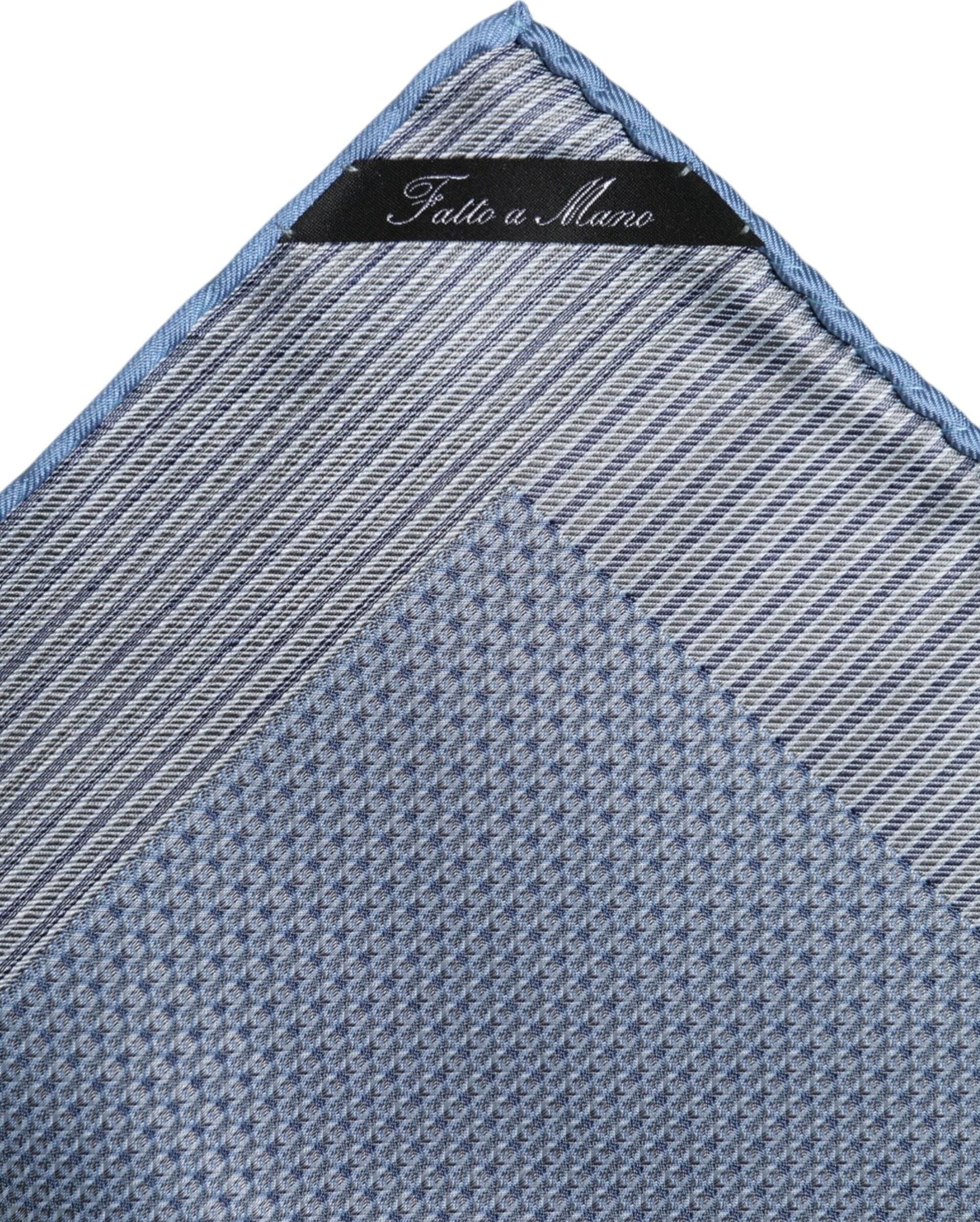 Light Blue Silk Square Men Foulard Scarf - 5