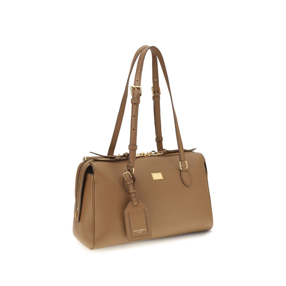 Beige Calf Leather Bos Taurus Shoulder Bag - 2