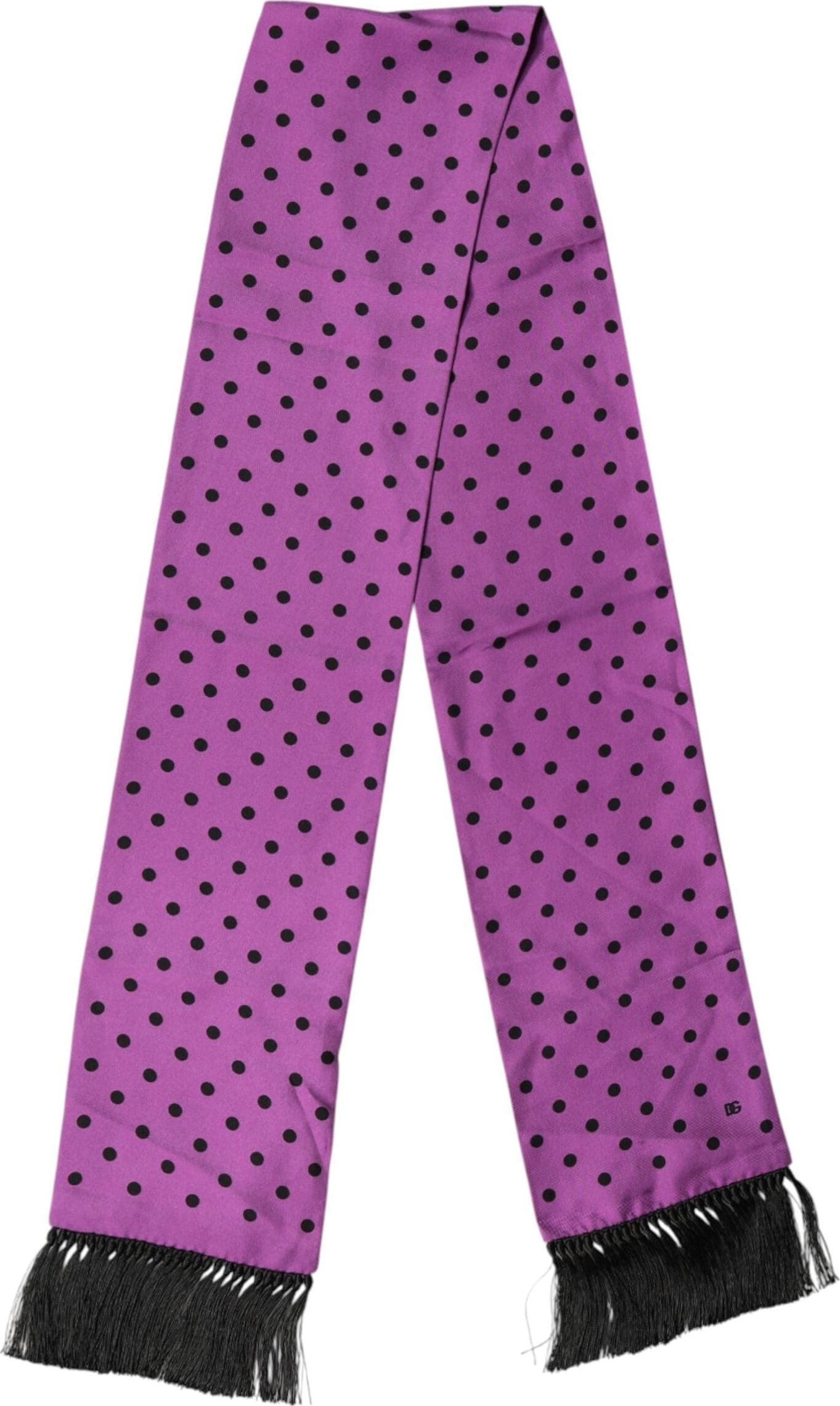 Violet Polka Dot Fringes Neck Foulard Scarf - 2