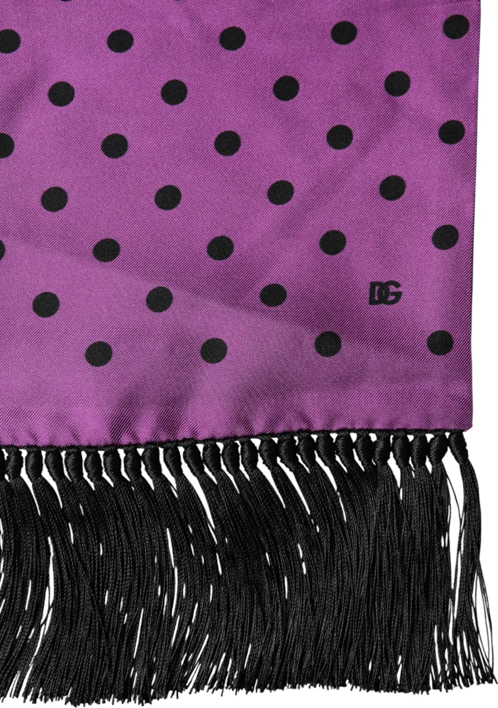 Violet Polka Dot Fringes Neck Foulard Scarf - 4
