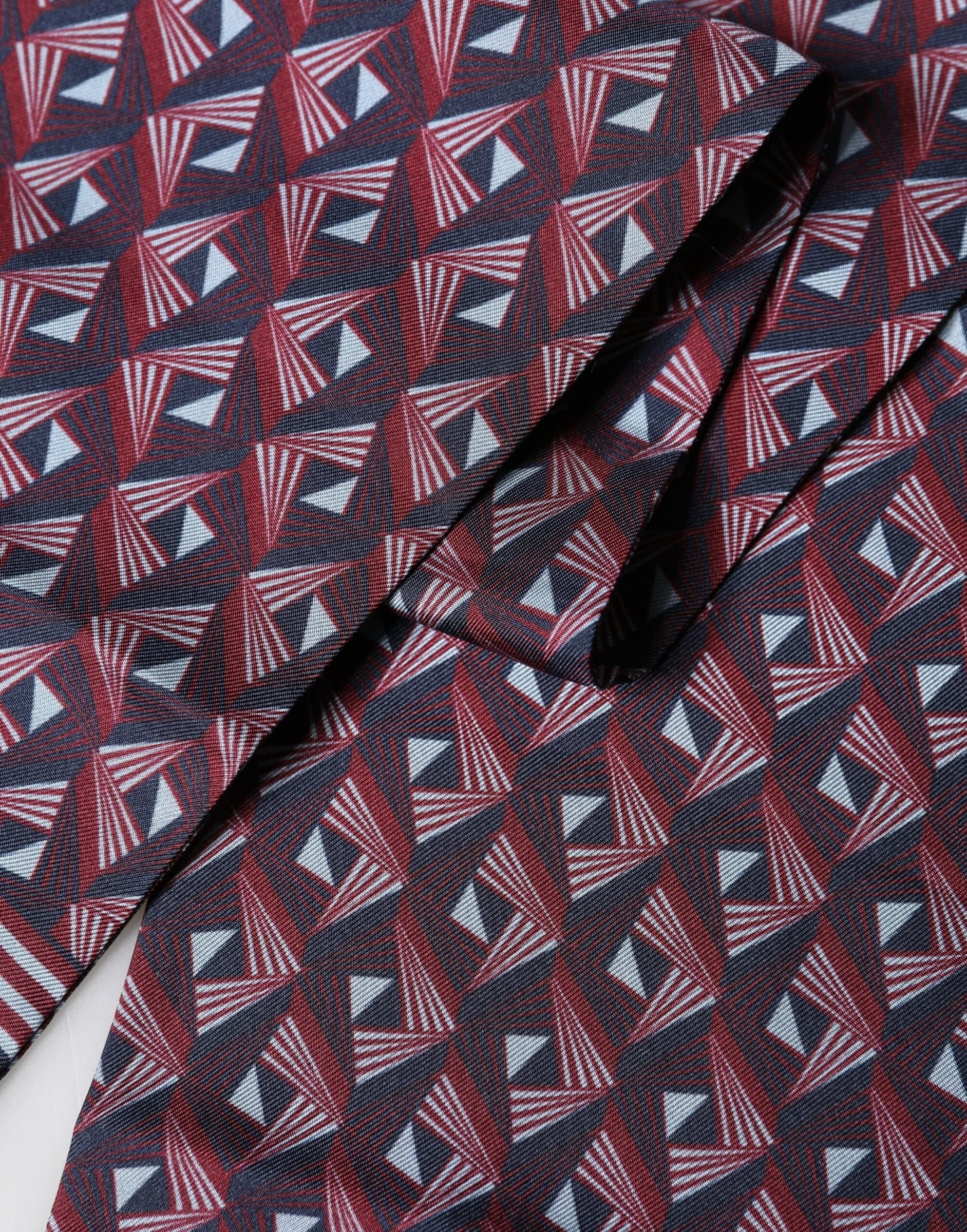 Multicolor Geometric Pattern Silk Fringe 142cm X 15cm Scarf - 4