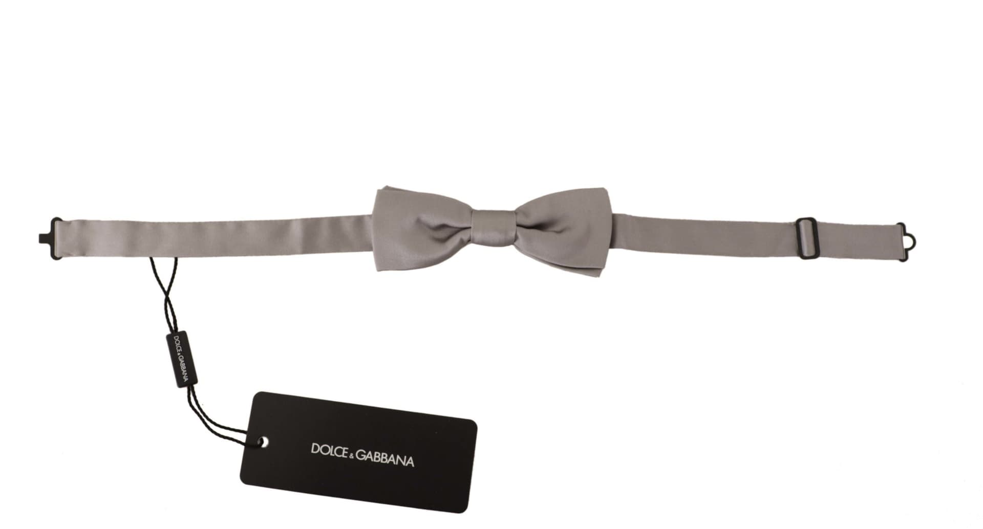 Silver 100% Silk Slim Adjustable Neck Papillon Tie - 3