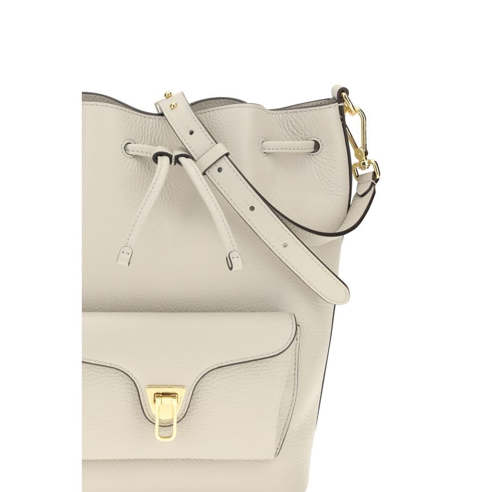 Beige Calf Leather Bos Taurus Backet Bag - 4
