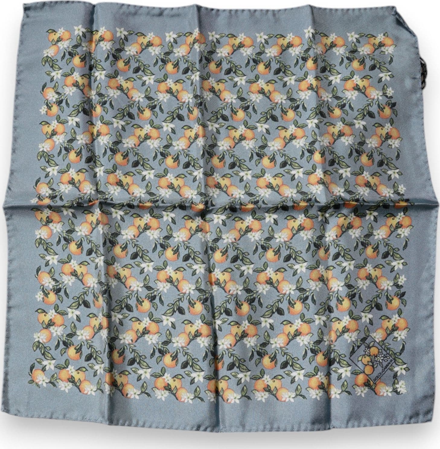 Gray Oranges Silk Square Handkerchief Scarf - 3