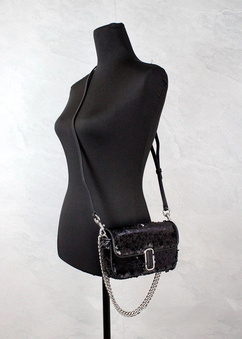 Marc Jacobs The Mini J Marc Shoulder Bag Black Sequined Crossbody Bag - 2