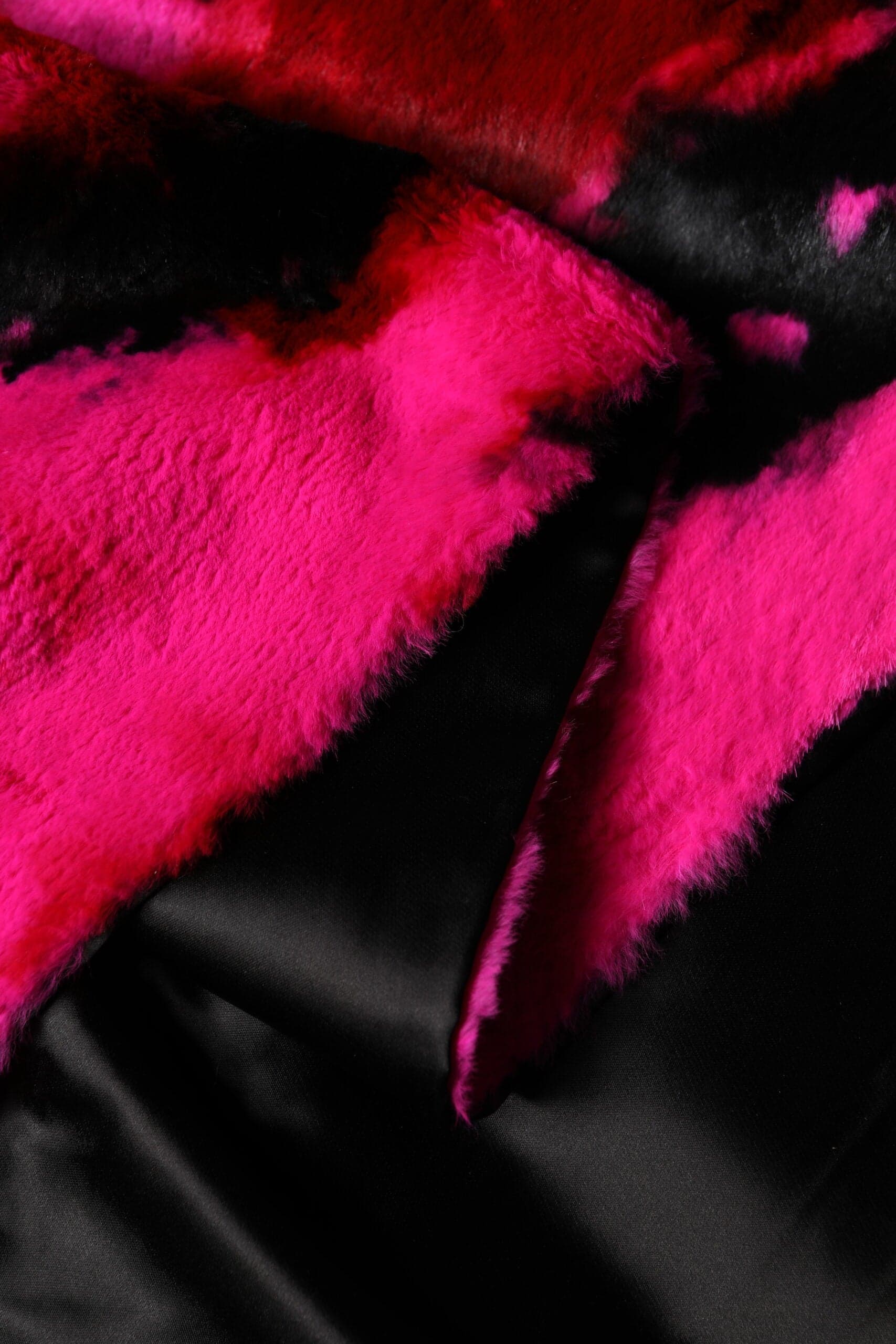 Pink Black Faux Fur Neck Wrap Fringes 200cm x 59cm Scarf - 5