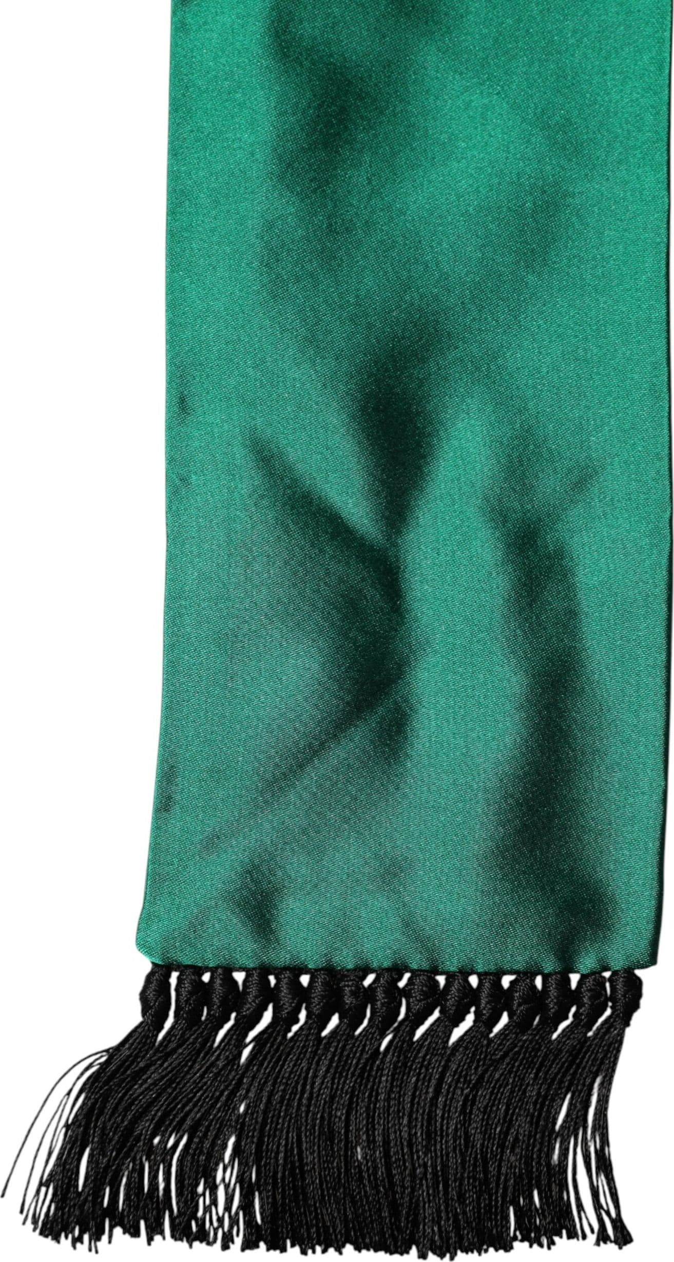 Green Silk Fringes Neck Wrap Foulard Scarf - 3