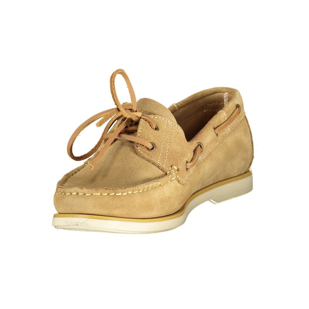 Beige Leather Men Classic Shoe - 3