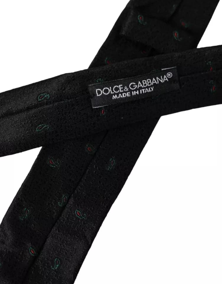 Black Fantasy 100% Silk Adjustable Men Tie - 2