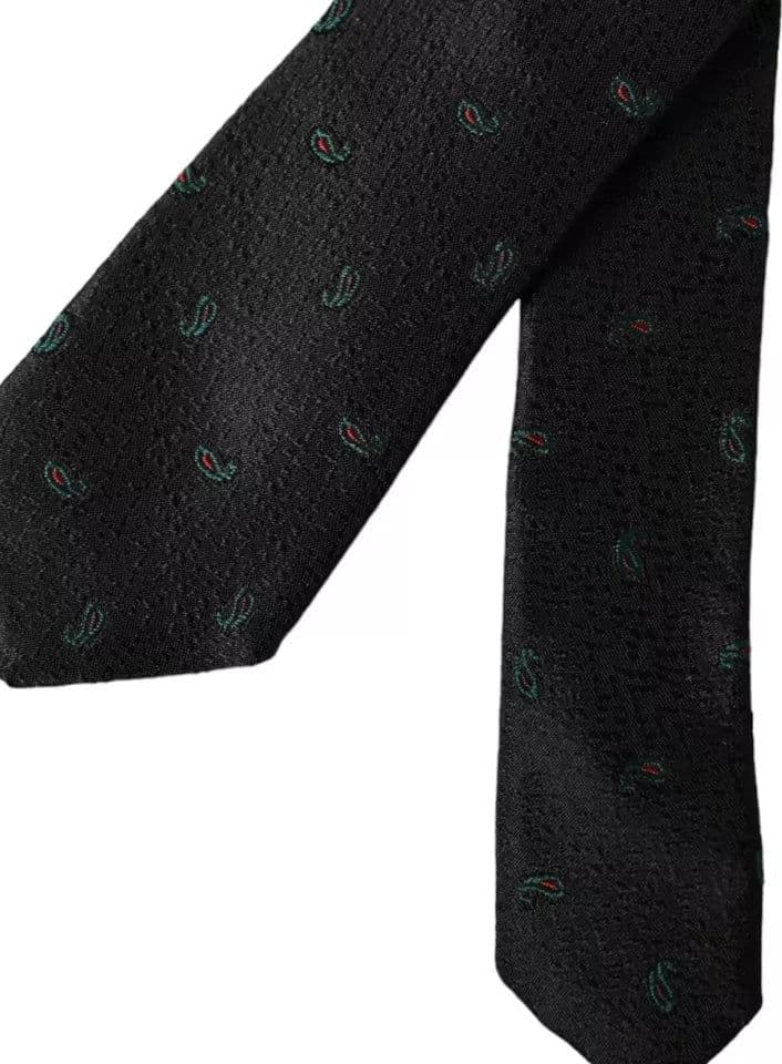 Black Fantasy 100% Silk Adjustable Men Tie - 3