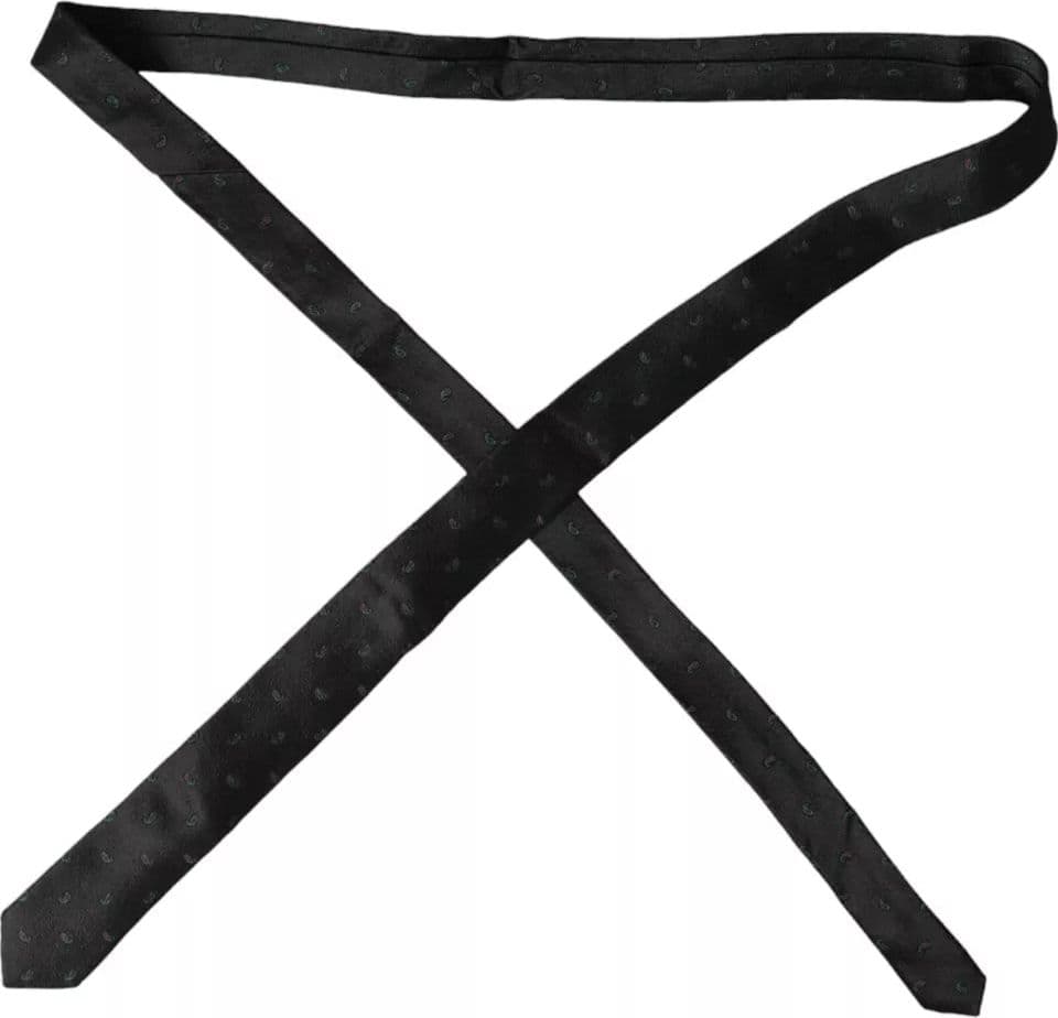 Black Fantasy 100% Silk Adjustable Men Tie - 4