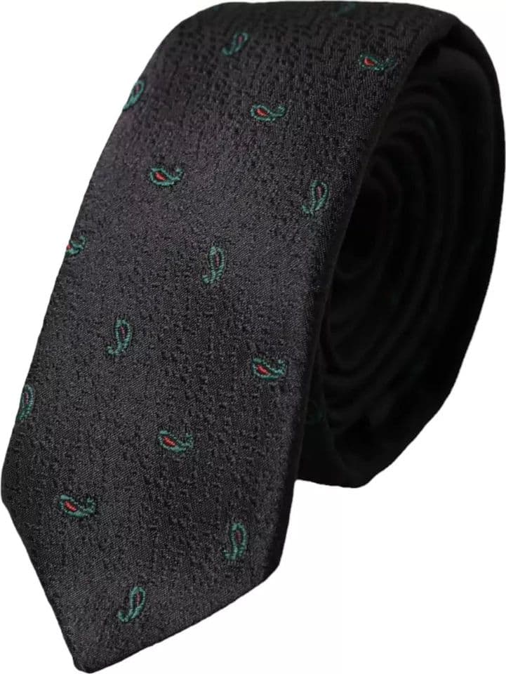 Black Fantasy 100% Silk Adjustable Men Tie - 5