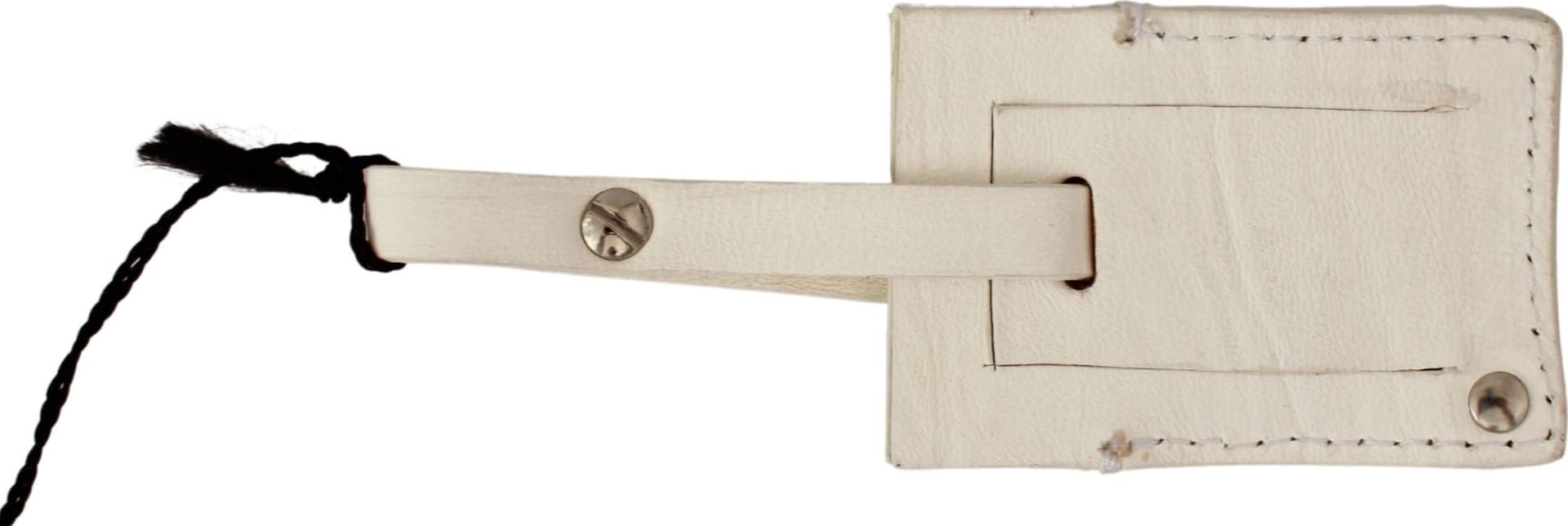Beige Luggage Tag Branded Leather Patterned Keychain - 2