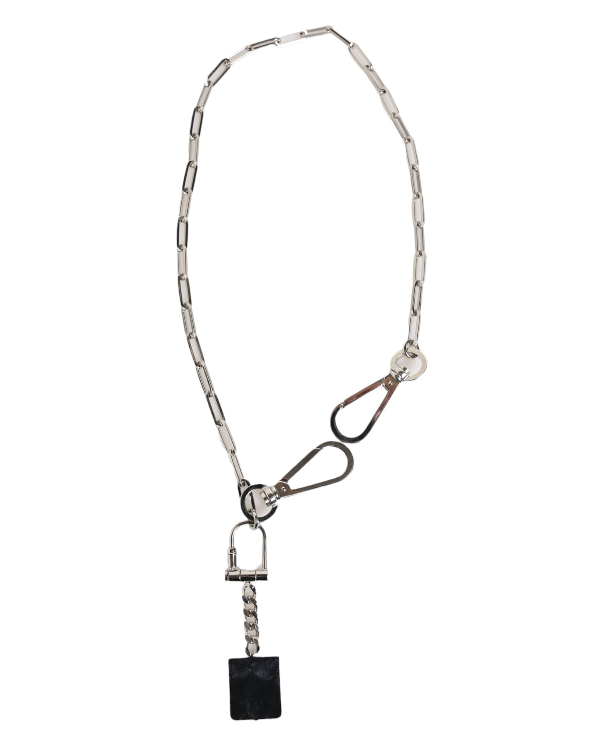 Silver Tone Metal Chain DG Logo Pendant Men Necklace - 6