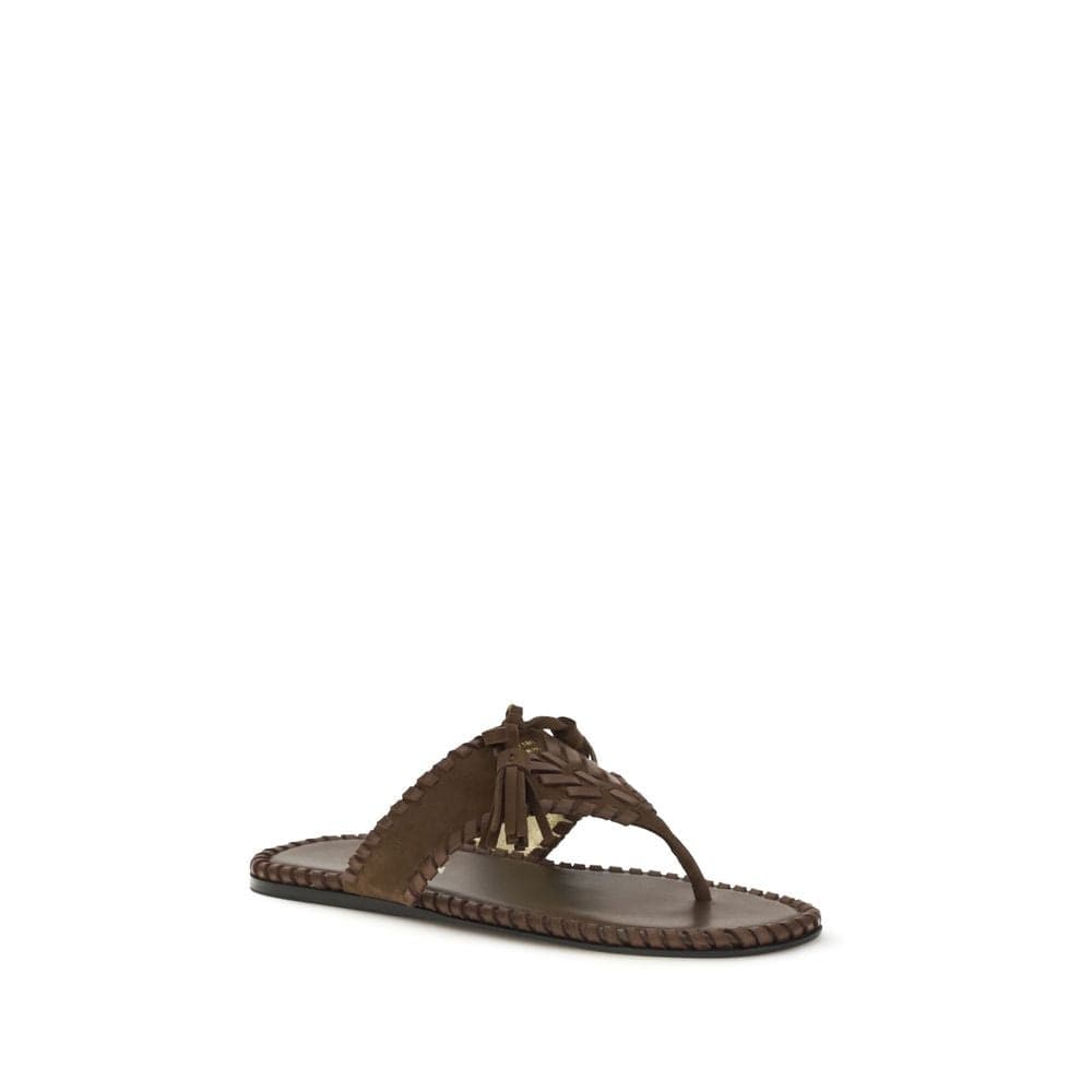 Brown Calf Leather Bos Taurus Flat Sandals - 2