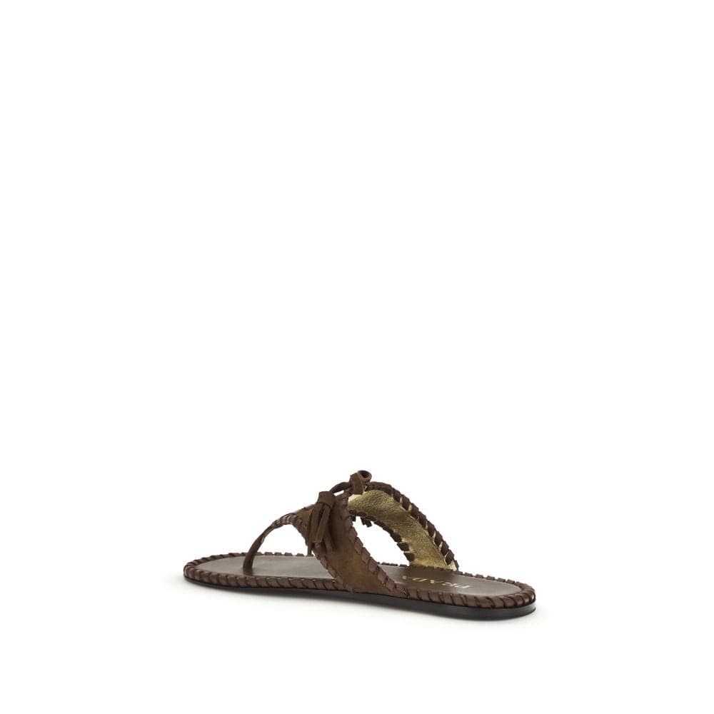 Brown Calf Leather Bos Taurus Flat Sandals - 3