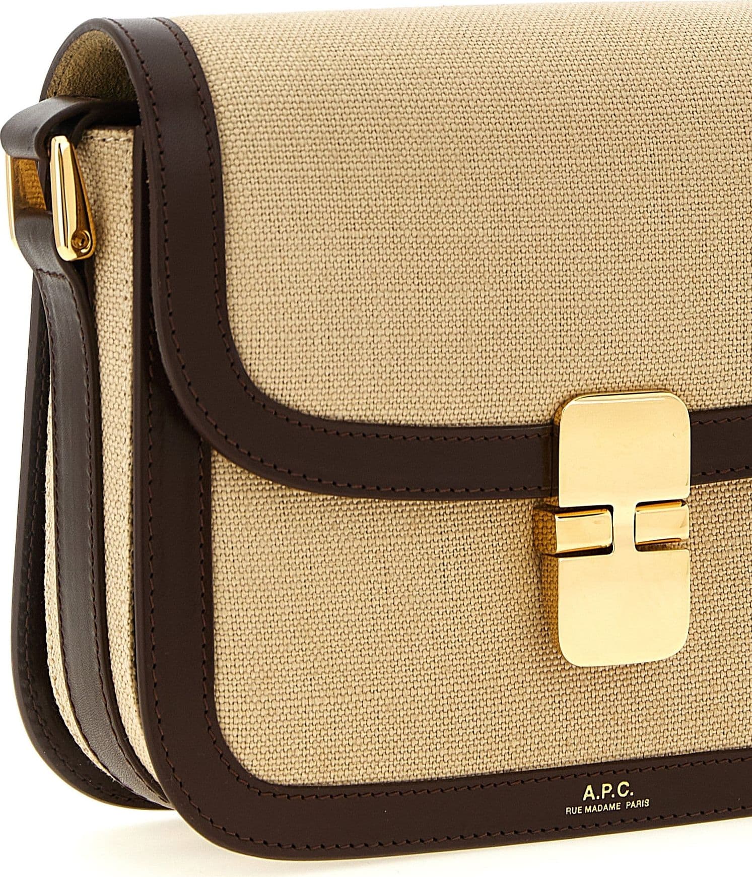 Beige Cotton Crossbody Bag - 3