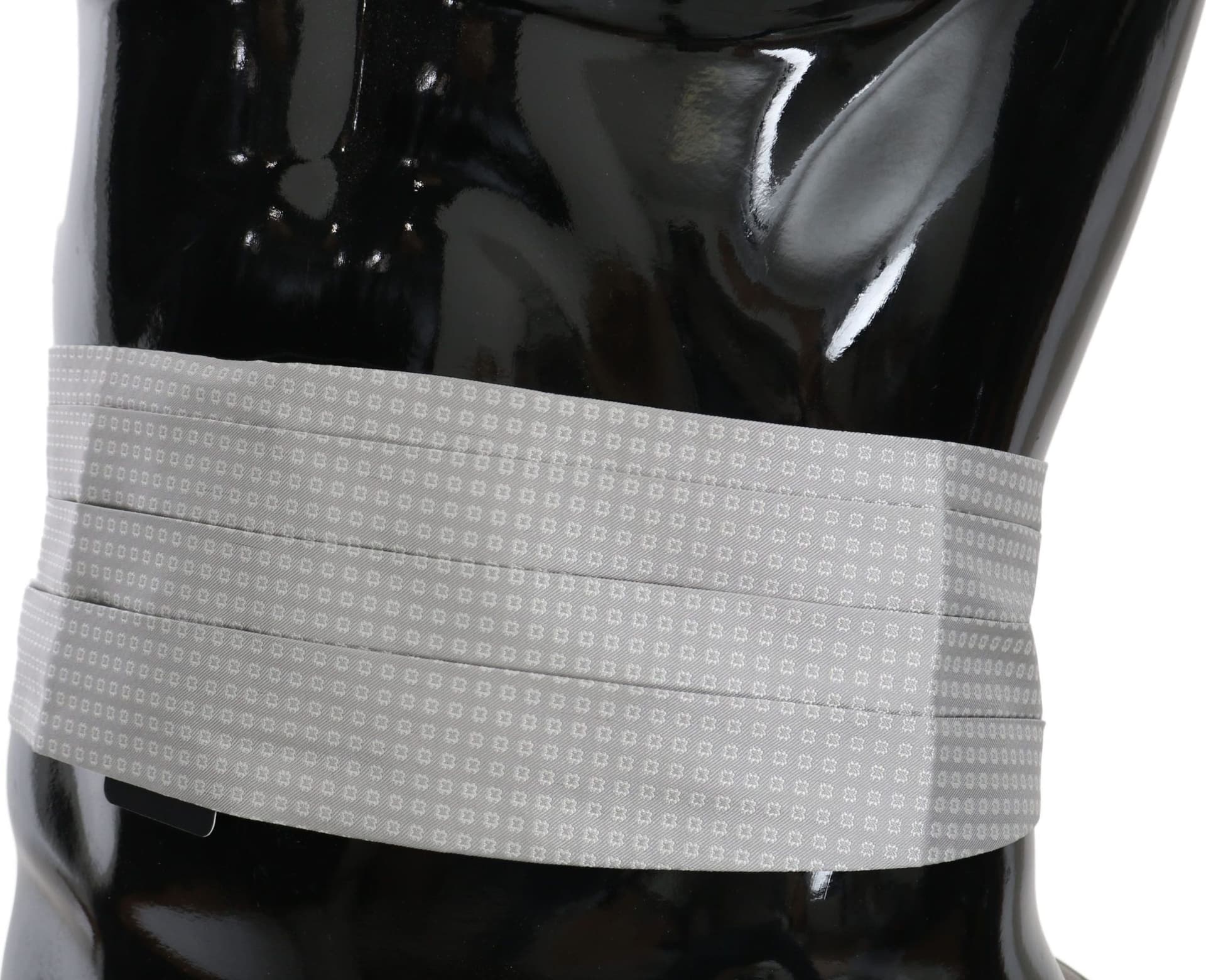 Gray Patterned Waist Belt Silk Cummerbund