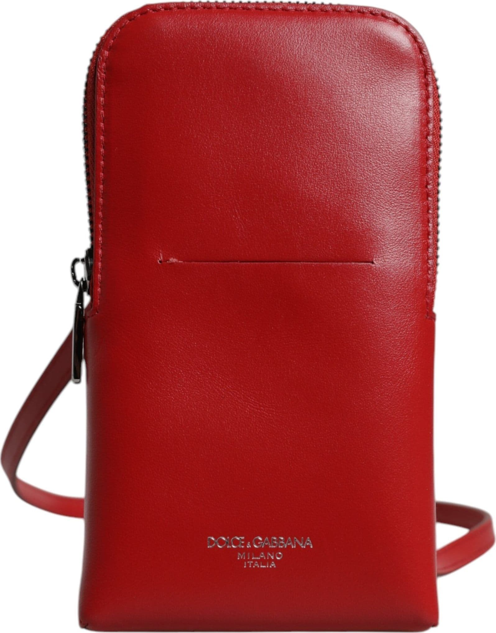 Red Leather Purse Phone Sling Crossbody Neck Strap Bag - 2
